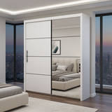 Inoxa White Large 200cm Mirrored Sliding Door Wardrobe - 8XRU4420