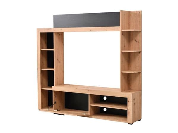 Rubrielle Artisan Oak Effect And Black Compact Entertaiment Unit Wall TV Cabinet - 11008241
