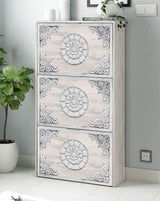 Delrey 18 Pair Modern Grey and White Oak Shoe Cabinet - LC3877K