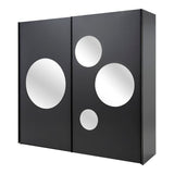 Cullinan Dark Grey Large 219cm Sliding Door Wardrobe With Round Mirrors - 8XGMS202