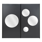 Cullinan Dark Grey Large 219cm Sliding Door Wardrobe With Round Mirrors - 8XGMS202
