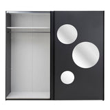 Cullinan Dark Grey Large 219cm Sliding Door Wardrobe With Round Mirrors - 8XGMS202
