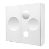 Cullinan White Large 219cm Sliding Door Wardrobe With Round Mirrors - 8XIKS102