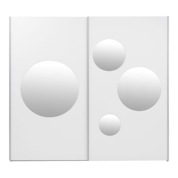 Cullinan White Large 219cm Sliding Door Wardrobe With Round Mirrors - 8XIKS102