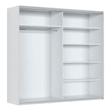 Cullinan White Large 219cm Sliding Door Wardrobe With Round Mirrors - 8XIKS102