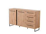 Nuraga Artisan Oak Effect And Black 159cm 2 Door 4 Drawer Sideboard - 11008230