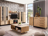 Nuraga Artisan Oak Effect And Black 159cm 2 Door 4 Drawer Sideboard - 11008230
