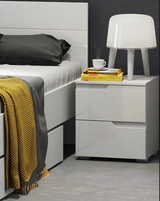 Serene White Gloss 2 Drawer Bedside Table S32
