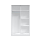 Chilton Artic White and White Oak Effect Small Narrow Sliding 2 Door Wardrobe 120cm Wide - TOP121A