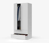 Spinda Artic White Compact Narrow 2 Door 2 Drawer Space-Saving Wardrobe 81cm Wide- LCX222O