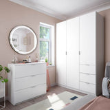 Spinda Artic White Narrow 3 Door 3 Drawer Space-Saving Wardrobe 135cm Wide - LCX353O