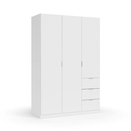 Spinda Artic White Narrow 3 Door 3 Drawer Space-Saving Wardrobe 135cm Wide - LCX353O