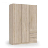Spinda  Oak Effect Narrow 3 Door 3 Drawer Space-Saving Wardrobe 135cm Wide - LCX353F