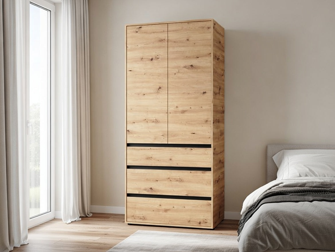 Bellington Artisan Oak Effect 2 Door 3 Drawer 93cm Wardrobe - 11014686 RZ