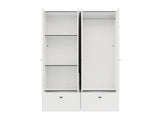 Nevaris White Narrow 4 Door 2 Drawer Space-Saving 155cm Wide Combination Wardrobe - 11014883