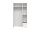 Nevaris White Narrow 3 Door 1 Drawer Space-Saving 117cm Wide Combination Wardrobe - 11014950