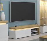Rio White Gloss and Oak TV Cabinet Entertainment Unit - THTV-1 - N8C