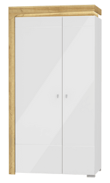 Rio White High Gloss And Oak 2 Door Wardrobe With Shelves and LED Lights - THS-2-N8C