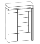 Rio White High Gloss And Oak Low Wide Display Cabinet With LED Lights THW-2P-N9C