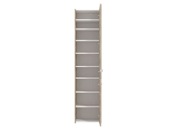 Lisbon Oak Effect Mirrored 1 Door 30 Pair Tall Slim Shoe Cabinet Cupboard - 11011486