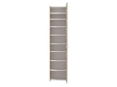 Lisbon Oak Effect Mirrored 1 Door 30 Pair Tall Slim Shoe Cabinet Cupboard - 11011486
