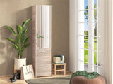 Lisbon Oak Effect Mirrored 1 Door 30 Pair Tall Slim Shoe Cabinet Cupboard - 11011486