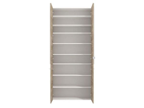 Lisbon Oak Effect Mirrored Door 50 Pair Large Shoe Cabinet Cupboard - 11011489