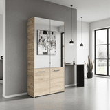 Lisbon Oak Effect Mirrored Door 50 Pair Large Shoe Cabinet Cupboard - 11011489