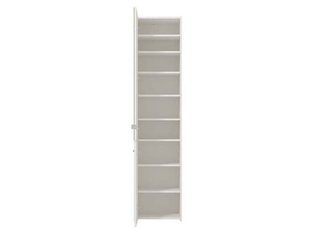 Lisbon White Mirrored 1 Door 30 Pair Tall Slim Shoe Cabinet Cupboard - 11012393