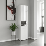 Lisbon White Mirrored 1 Door 30 Pair Tall Slim Shoe Cabinet Cupboard - 11012393