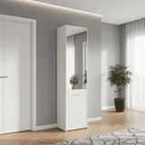 Lisbon White Mirrored 1 Door 30 Pair Tall Slim Shoe Cabinet Cupboard - 11012393