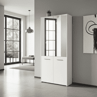 Lisbon White Mirrored Door 50 Pair Large Shoe Cabinet Cupboard - 11011487