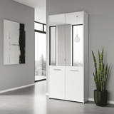 Lisbon White Mirrored Door 50 Pair Large Shoe Cabinet Cupboard - 11011487