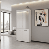 Lisbon White Mirrored Door 50 Pair Large Shoe Cabinet Cupboard - 11011487