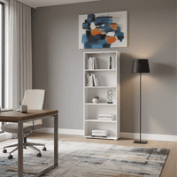 Tomaris White Slim 176.5cm Tall Bookcase Bookshelf Shelving Unit - 11011438