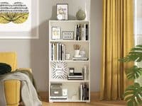 Tomaris White Slim Low Short Bookcase Bookshelf Shelving Unit - 11011436