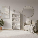 Tomaris White Slim Low Short Bookcase Bookshelf Shelving Unit - 11011436