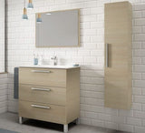 Sidi 800mm Oak Effect 3 Drawer Bathroom Vanity Cabinet with Sink And Mirror -305423R
