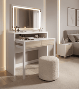 Kehlani Extendable Artic White and Oak Dressing Console Table Desk / Console Table- 0F4582A
