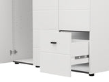 Nevaris White Narrow 3 Door 1 Drawer Space-Saving 117cm Wide Combination Wardrobe - 11014950
