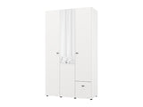 Nevaris White Narrow 3 Door 1 Drawer Space-Saving 117cm Wide Combination Wardrobe - 11014950