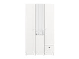 Nevaris White Narrow 3 Door 1 Drawer Space-Saving 117cm Wide Combination Wardrobe - 11014950