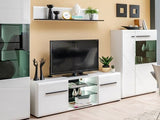 Moderna Tall White Gloss and Black Display Cabinet with Glass Door -11008848
