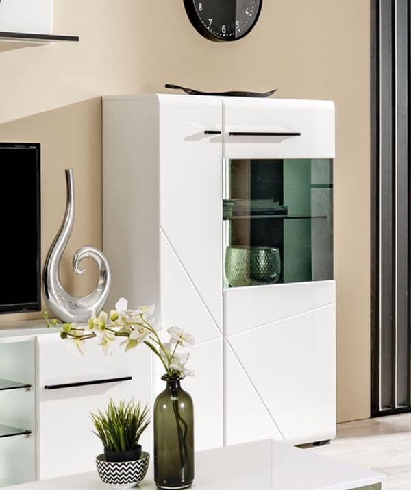 Moderna Large Tall White Gloss TV Cabinet for upto 65inch TV -11008859
