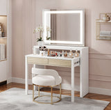 Whisper Extending Desk in White & Light Oak