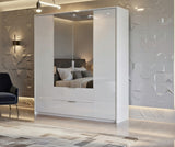 Guerlain 4 Door 2 Drawer White High Gloss Mirrored Wardrobe P4RXIF74