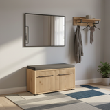 Lantier Slatted Artisan Oak Effect 2 Door Compact Hallway Shoe Storage Bench - 11013432
