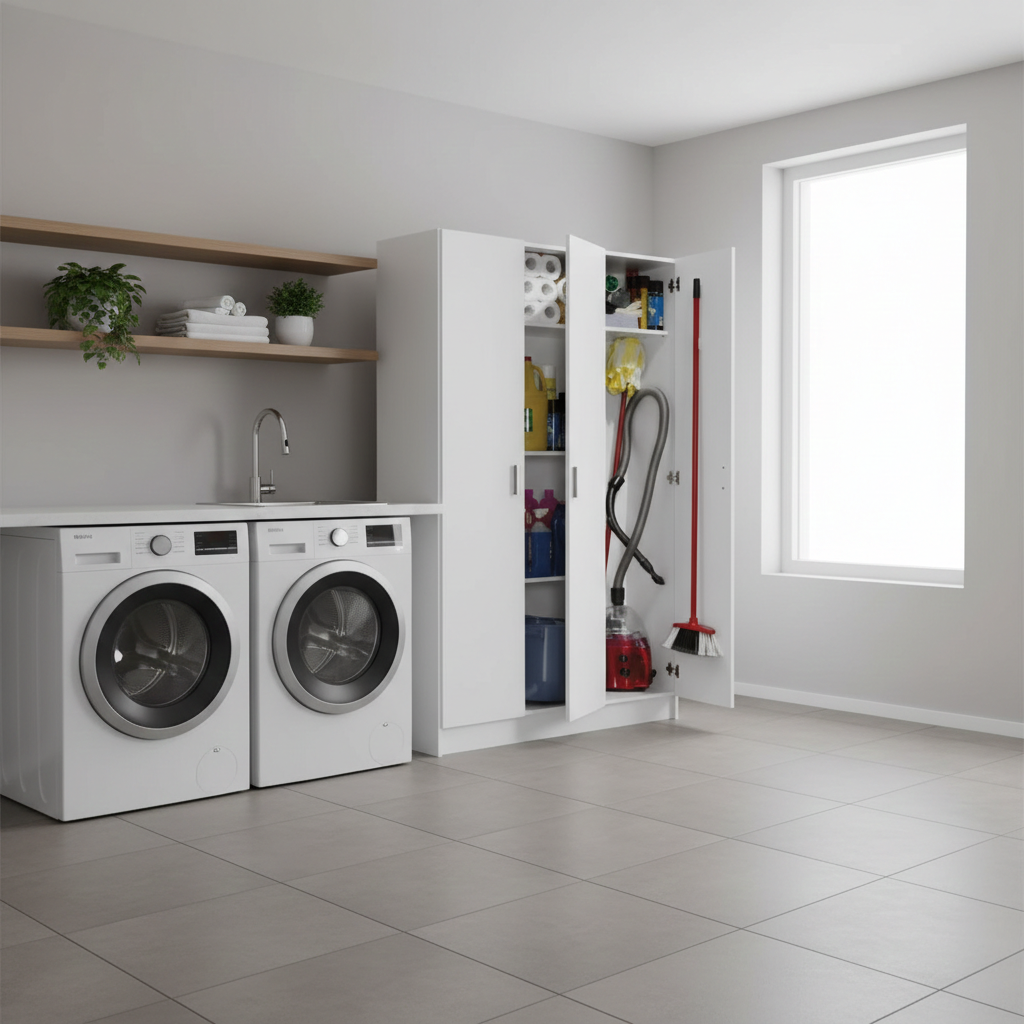 Romario White 3 Door Uitlity Kitchen Storage Cabinet Cupboard