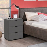 Palma Grey 3 Drawer Bedside Table - 11009016