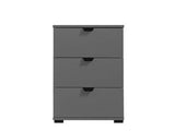 Palma Grey 3 Drawer Bedside Table - 11009016